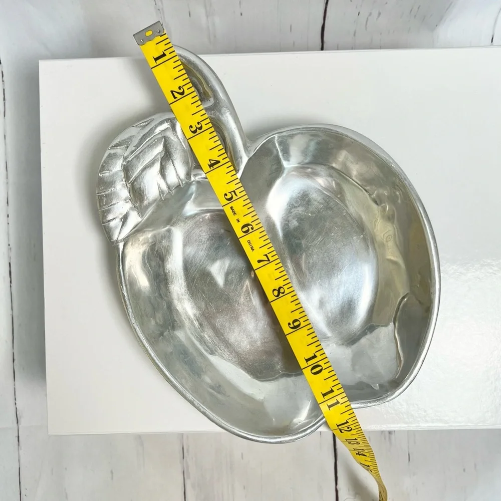 Vintage Pewter Apple Shaped Divided Serving Tray - Heavy Metalware Relish Dish